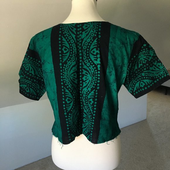 Short Sleeve Tribal Raw Edge Crop (handmade, nwot) - Picture 10 of 10